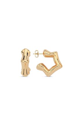 گوشواره جواهر سفید روکش طلا Merano Design - کد 870624711