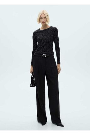 تیشرت مشکی زنانه رگولار MANGO - کد 870630405