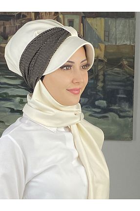 روسری بژ پنبه پلی استر BUTİKAMBAR - کد 870647421
