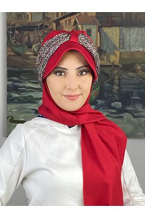 روسری قرمز پنبه پلی استر BUTİKAMBAR - کد 870650349