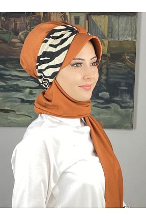 روسری قهوه ای پنبه پلی استر BUTİKAMBAR - کد 870647457
