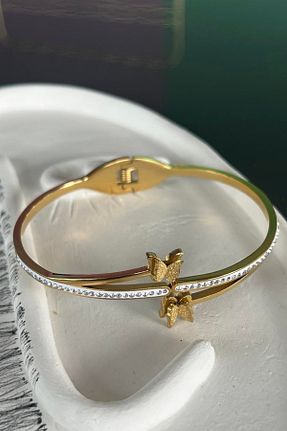 دستبند استیل (فولاد) طلائی زنانه استیل (فولاد) Saint Charmes - کد 870649893