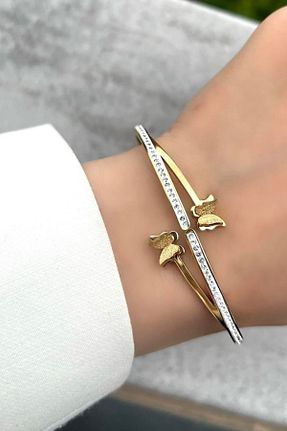 دستبند استیل (فولاد) طلائی زنانه استیل (فولاد) Saint Charmes - کد 870649893