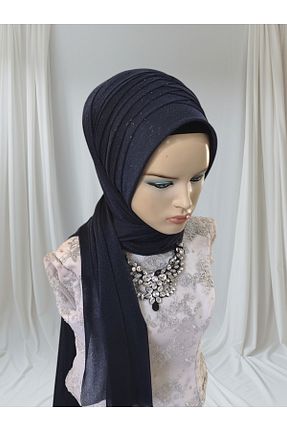 شال سرمه ای زنانه پنبه پلی استر NurAy - کد 870647431