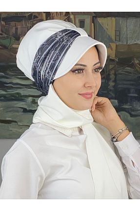 روسری سفید پنبه پلی استر BUTİKAMBAR - کد 870647425