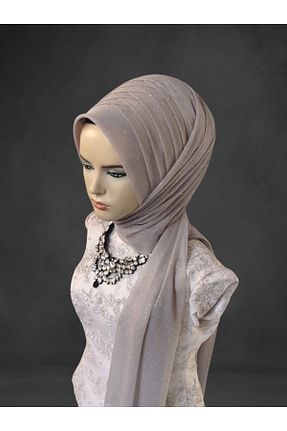 شال طوسی زنانه پنبه پلی استر NurAy - کد 870792028