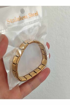 دستبند استیل (فولاد) طلائی زنانه استیل ضد زنگ AseLJewellery - کد 860651736