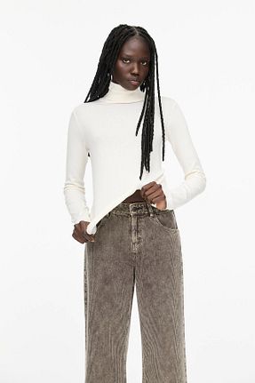 پلیور نباتی زنانه ساده Pull & Bear - کد 870739487