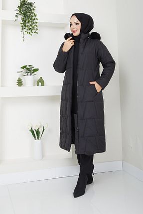 پالتو پشمی حجاب مشکی زنانه رگولار Günay Karaca - کد 849623546