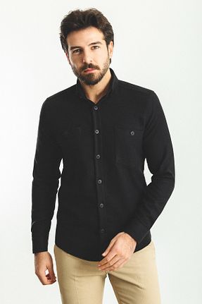 پیراهن مشکی مردانه اسلیم فیت Mcr - کد 381540046