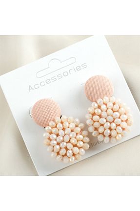 گوشواره جواهر بژ منجق MRK - کد 870832661