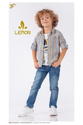 ست بالاتنه و پائین تنه آبی بچه گانه بافتنی Lemon - کد 871180345