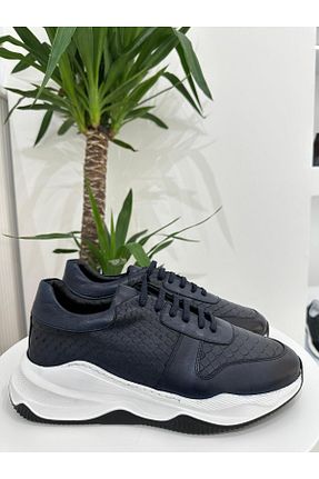 کفش کژوال سرمه ای مردانه چرم خالص Klay Shoes - کد 871174620