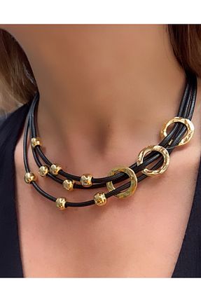 گردنبند جواهر مشکی زنانه روکش طلا Kutcha Accessories - کد 382124236