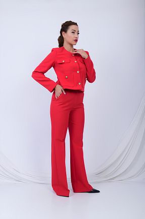 ست بالاتنه و پائین تنه قرمز زنانه بافتنی zeinsa - کد 870864273