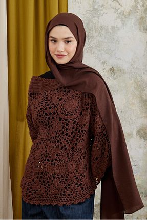 شال قهوه ای زنانه پنبه ای Modakaşmir - کد 870854537