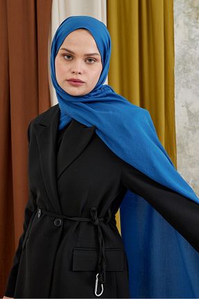 شال سرمه ای زنانه پنبه ای Modakaşmir - کد 870854170