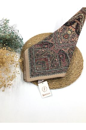 روسری قهوه ای پنبه ای Kamelya - کد 870881780