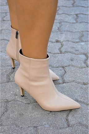 بوت / نیم بوت بژ زنانه چرم مصنوعی SİBA SHOES - کد 870928353