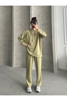 ست گرمکن حجاب سبز زنانه اورسایز LUQS Collection - کد 871324009