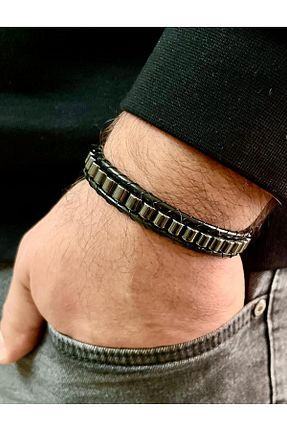 دستبند جواهر طوسی مردانه سنگ طبیعی Bay hediye - کد 870941672