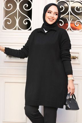 تونیک حجاب مشکی زنانه بافتنی Neva Style - کد 870937403