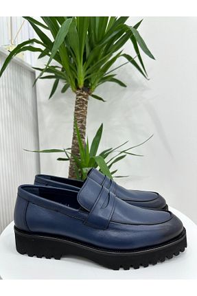 کفش کژوال سرمه ای مردانه چرم خالص Klay Shoes - کد 871035652