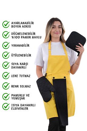 دستکش و پیشبندآشپزخانه زرد sevilya - کد 846169979