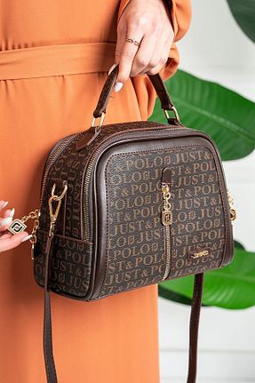 کیف دوشی قهوه ای زنانه چرم مصنوعی Just Polo - کد 695952266