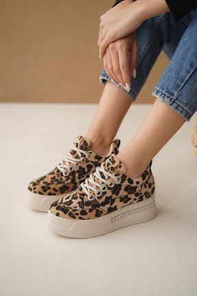 کفش اسنیکر قهوه ای زنانه بند دار TOPUK - کد 871073836