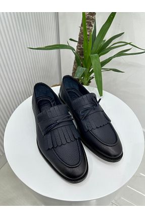 کفش کلاسیک سرمه ای مردانه چرم خالص Klay Shoes - کد 871076771