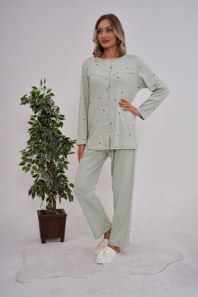 ست لباس راحتی سایز بزرگ رنگی زنانه Kalp Mecit Pijama - کد 871086544