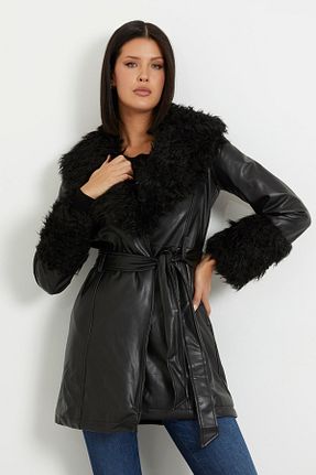 پالتو پشمی مشکی زنانه رگولار Guess - کد 871092201