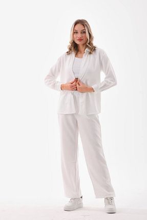 ست بالاتنه و پائین تنه سفید زنانه بافتنی Butik - کد 871111641