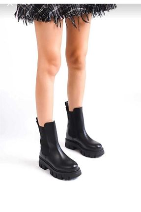 بوت / نیم بوت مشکی زنانه چرم مصنوعی LİMA N MODA - کد 871128679