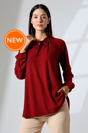 بلوز حجاب زرشکی زنانه رگولار Şiir - کد 840443005