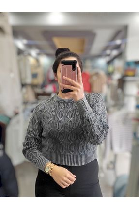 پلیور طوسی زنانه کراپ Sublime Butik - کد 871152947