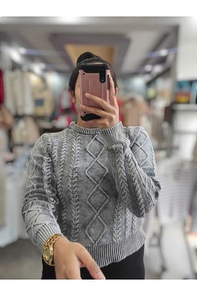 پلیور طوسی زنانه کراپ Sublime Butik - کد 871151966