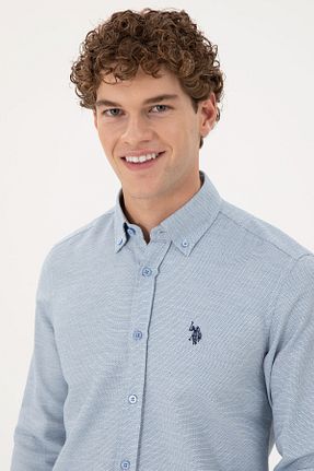 پیراهن آبی مردانه یقه دکمه دار U.S. Polo Assn. - کد 871199874