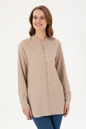 پیراهن بژ زنانه یقه دکمه دار U.S. Polo Assn. - کد 871193630
