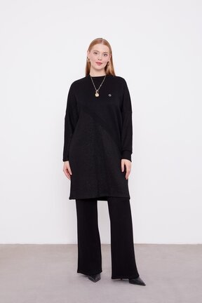 ست بالاتنه و پائین تنه مشکی زنانه بافتنی Levidor - کد 871204159