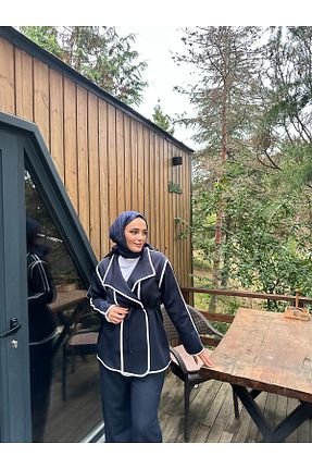 ست بالاتنه و پائین تنه حجاب سرمه ای زنانه گشاد YeQun - کد 871257639