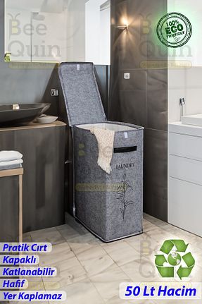 سبد لباس طوسی پارچه HASBY - کد 871402466