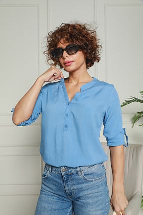 پیراهن آبی زنانه رگولار Butik - کد 871405736