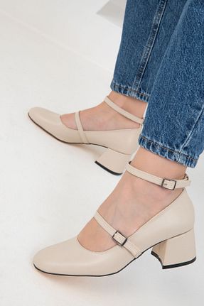 کفش پاشنه بلند کلاسیک بژ زنانه چرم مصنوعی SOHO - کد 867641331