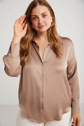 پیراهن سایز بزرگ بژ زنانه سایز بزرگ ETHIQUET - کد 845610040