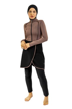 مایو حجاب قهوه ای زنانه ساده TESMAY - کد 871442567