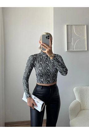 بلوز مشکی زنانه چاپی Zora Butik - کد 871332197