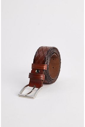 کمربند زرشکی مردانه چرم خالص Tudors - کد 871334001
