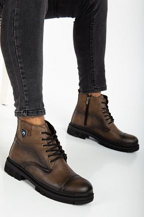 بوت / نیم بوت قهوه ای مردانه چرم مصنوعی BY ERG SHOES - کد 858167877